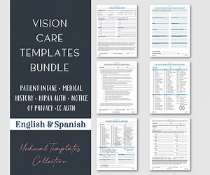 Vision Care Patient Intake Forms Bundle: Medical History, HIPAA (editable Word, PDF) - Etsy