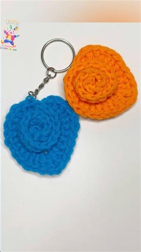 How to Crochet Spiral Heart Keychain | Easy Heart Keychain #shortsviral #shorts #trending #ytshorts