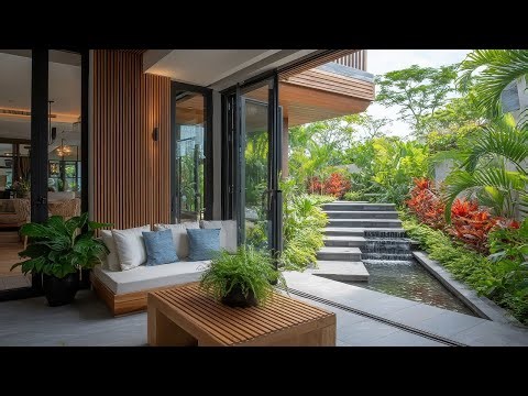Elegant Terrace Design Blending with Tropical Garden and Natural Textures