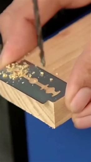 drilling holes in wood using a special tool using a razor blade #automobile
