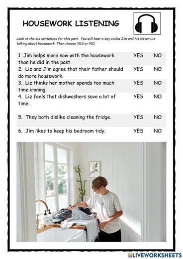 Housework Listening worksheet