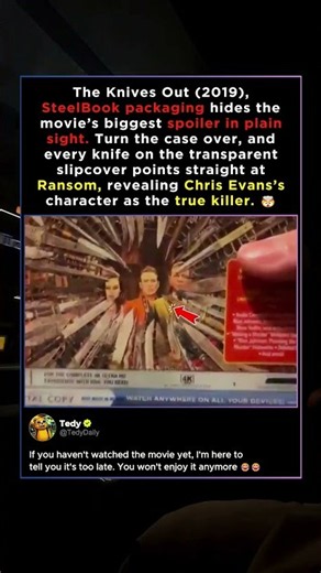 The Knives Out (2019), SteelBook packaging hides the movie’s biggest spoiler in plain sight...