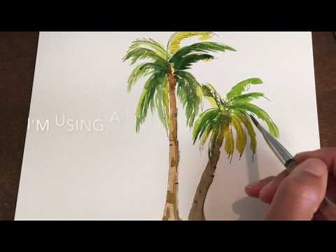 How to paint simple palm trees in watercolor