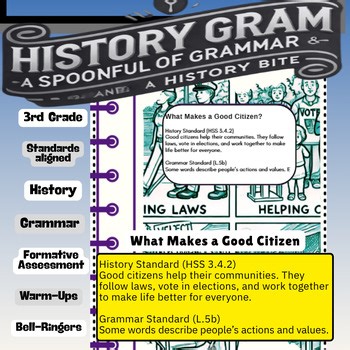 3rd Grade History Gram: Good Citizenship & Vocabulary Skills Worksheets