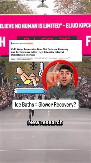 Jonah Rosner | Elite Running Scientist on Instagram: "Doing nothing might work just as well as ice baths for recovery. A new study compared cold water immersion to simple room-temperature rest after high-intensity intervals. Muscle temperature dropped significantly in the ice bath group. The control group did… basically nothing. Twenty-four hours later, performance was identical. Same strength. Same power. No recovery advantage from the ice bath. What surprised me more: short-term recovery was a