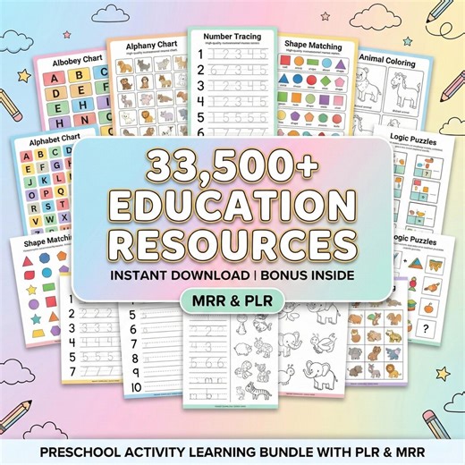 Kids Learning Activities Bundle | 35,500  Educational Kids Resources Coloring Books, Worksheets (PLR, MRR) - Etsy UK