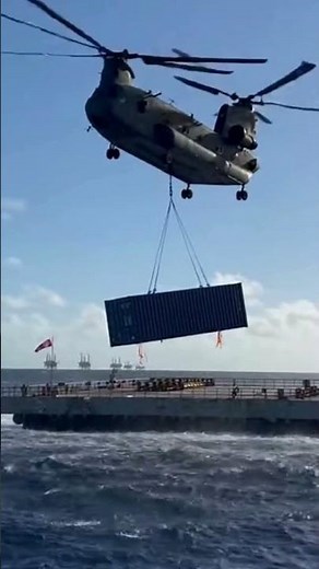 Heavy Lift Helicopter Delivers a Giant Shipping Container at Sea! 🚁