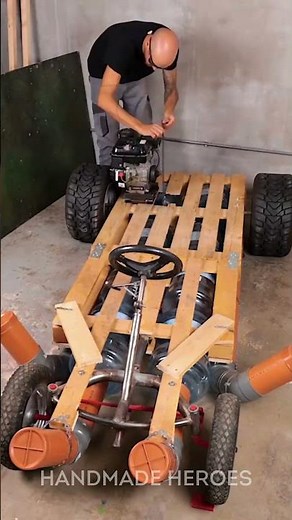 DIY amphibious car made of pallets! 🤯🌊#innovation #build