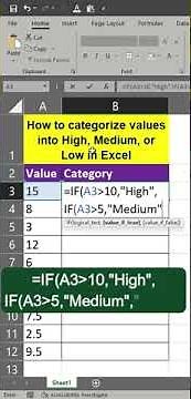 How to categorize values into High, Medium, or Low in Excel #trending #excel #shortvideos