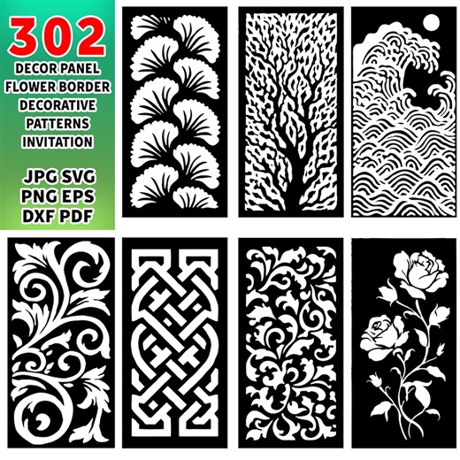 Black & White Decor Panel SVG Bundle: Cricut, Silhouette, Invitation Card (digital Download) - Etsy