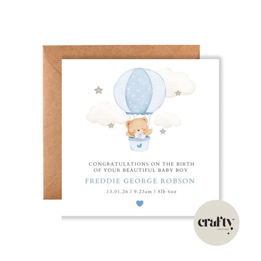 Personalised Baby Boy Card, Personalized Baby Card, Welcome to the World, Baby Boy Arrival - Etsy