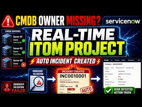 ServiceNow CMDB Ownership Validation with Auto Incident Creation | Real-Time ITOM Project
