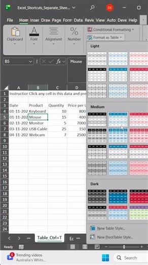 Very basic Excel convert into a table #excel