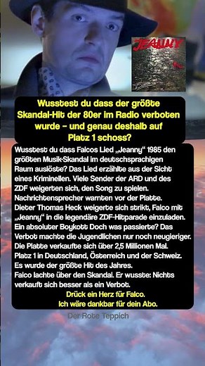 Falco: Wie „Jeanny“ trotz Verbot zum Mega-Hit wurde 🚫 #derroteteppich #legende
