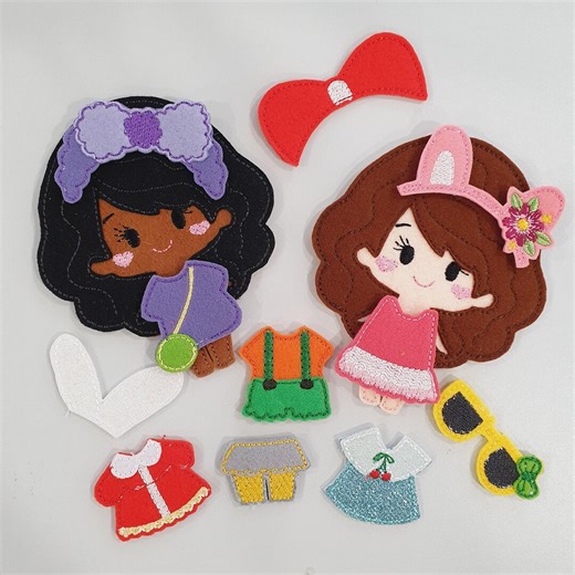 ITH Felt Dress up Dolls Machine Embroidery Design 4x4 Hoop Digital Pattern Quiet Book Paper Doll Activity Set Doll Clothes Accessories - Etsy