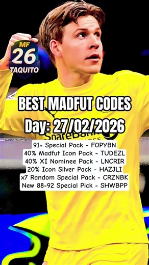 BEST MADFUT CODES TODAY (27/02/2026) ✅🔥 #madfut #madfut26 #gifts #codes #gaming #foryou #fyp