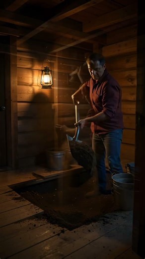 A man building a house in forest for living..