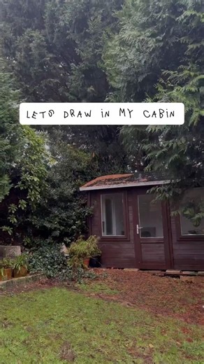 Painting in a Cabin in Nature🌲🌿 #art #artist #cabin #forest #painting #nature #natureart #drawing