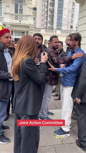 Protesters gathered in London following reports of violence in parts of Azad Kashmir, where workers linked to the banned Joint Action Committee were arrested and several incidents involving attacks were reported. Some protestors clashed with the media persons, accusing the media channels of Pakistan for the blackout or unfair coverage. @Safina Khan argued she’s reporting independently.