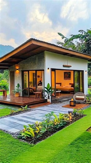 Simplistic concrete living with a view of endless green forests. 🌱🏡🌳 #SimpleLiving #ConcreteHome #ForestViews | Home design