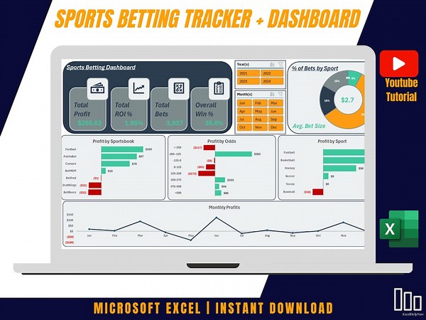 Sports Betting Tracker With Dynamic Interactive Excel Dashboard - Etsy