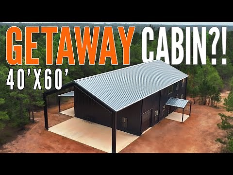 40'x60' All Black Metal Building Getaway Cabin Exterior | TOUR PART 1 | Wolfsteel Buildings