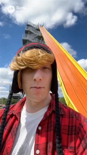 Kreekcraft goes on the tallest slide 😳 #kreekcraft #viral #slide #fun