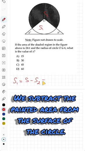 Sat Math : Calculate the area of the full circle #satmath