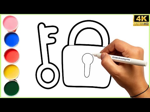 How to Draw a Lock and Key for Kids Step by Step | Easy Lock Drawing | Lock and Key Drawing Tutorial