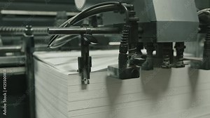 Printing process - feeding sheets of paper, polygraph industry