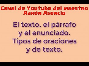El texto, el párrafo, enunciados, tipos de oraciones y de textos.