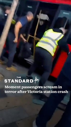 16K views · 71 reactions | Dramatic footage captures the moment passengers screamed in terror after their bus crashed at Victoria station, leaving 17 injured including the double-decker’s driver and a peer. The collision happened on Victoria Street at around 8.20am on Thursday, the Metropolitan Police said. | London Evening Standard | Facebook