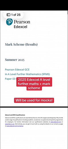 2025 A-Level Further Maths Papers and Mark Scheme