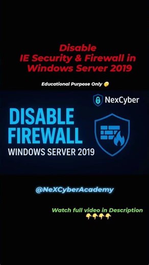 Disable IE Security & Firewall | Windows Server 2019 #shorts #nexcyberacademy #windows #vmware