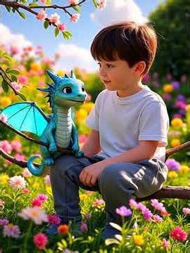 A Boy and His Baby Dragon | Magical Friendship in a Flower Garden