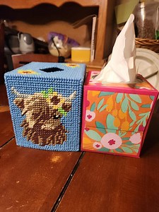 Plastic canvas Kleenex box cover