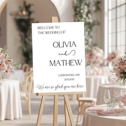 Minimalist Wedding Welcome Sign Template, Elegant Editable Wedding Sign, DIY Welcome Poster, Printable Sign, Wedding Decor, Instant Download - Etsy