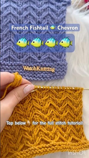 French Fishtail Chevron #knitting #stitch by #watchknitting #knittingtutorial #knittinglove