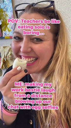 Teresa Lyko-Serafimov on Instagram: "Lunch solo But Never Boring When you eat lunch by yourself…but still wanna make your friend laugh 😂💗 Slight TRImuch Because friendship doesn’t need a table for two.It just needs a moment…and a little bit of unhinged humor.Life is too short to take every lunch break seriously.Sometimes you just gotta send the weird pic.Make the joke.Be the chaos your friends love.Anna Marie… you’re welcome 😂💖Thanks for the eggs lmao 😂Eating alone ≠ being alone.It means:✨ 