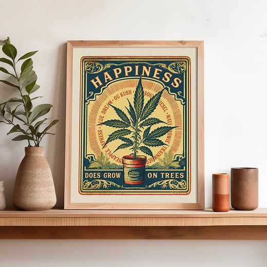 Weed Poster, Happiness Wall Art, 420 Art Print, Elevate Your Space With the Happiness Cannabis Decor, Weed Strain Art, Stoner Gift - Etsy