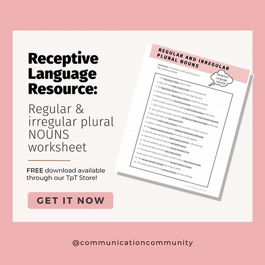 Plural Nouns Worksheet: a Receptive Language Activity