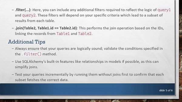 How to Efficiently Join Two Tables from Different Queries in SQLAlchemy