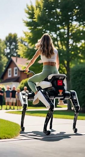 New Hobby: Riding a Quadruped Robot. Experience the future of fun #Robotics #TechTrends #Innovation