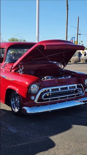 two classic custom pick up trucks restored and modified : one gmc and one Chevrolet