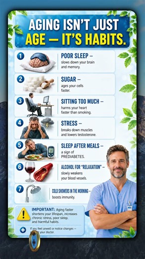 7 Habits That Age You Faster Than Time #health #doctortips #aging #wellness