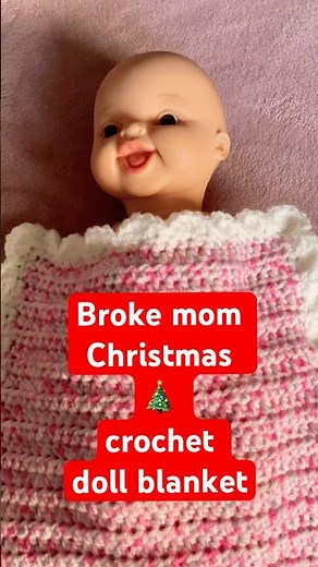 Quick and easy crochet doll blanket using hdc and a shell border with leftover yarn #freegifts