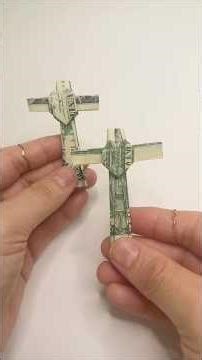 How to fold a bill into a cross with a heart Origami Tutorial / Dobla un billete en Cruz