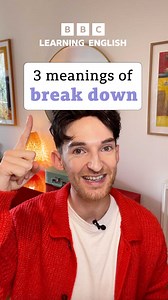 1.1K reactions · 61 comments | ‘break down’ doesn’t only mean a car’s stopped working!   Andrew’s here to show you 3 different ways you can use this useful phrasal verb. 朗 Watch the video and boost your English vocabulary today!  Try and give us an example sentence after you’ve finished watching!    #learningenglish #phrasalverbs #englishlesson #englishvocabulary #englishlanguage #breakdown #vocab #englishteacher | BBC Learning English | Facebook