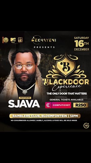 @sjava_atm is coming to Blackdoor Experience!🔥💃 We're so excited to announce that he will be joining us as one of our guests on December 16th Sjava is one of the most talented and popular musicians in South Africa, and we're sure he'll put on an amazing show. Don't miss your chance to see Sjava live at the Blackdoor Experience! Tickets are on sale now for R200 at Computicket for the month of November only, so get yours today