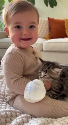 Baby Meets a Cat for the First Time 😻 | Cutest Moment Ever